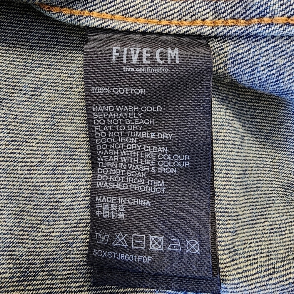 Five CM Denim Shirt Jacket Camo Pocket Corduroy Collar Streetwear Size Small - Picture 7 of 7